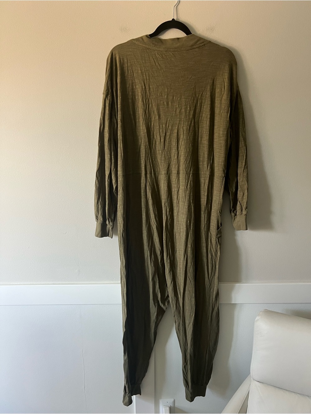 Natural Life Olive Slub Knit Long Sleeve Jumpsuit Romper Pockets Size Small - Picture 5 of 7